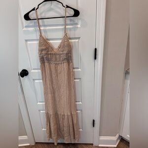 Lush Beige Knit Top Maxi Dress small